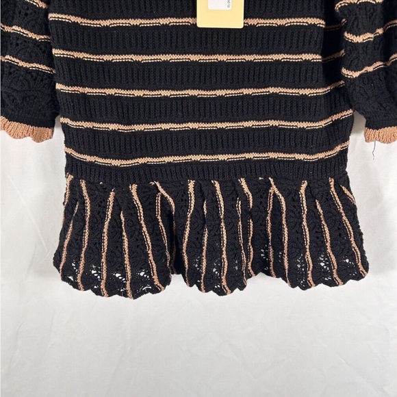Entro Blouse Women's Small Black Striped Short Sleeve Knit 100% Cotton New $58 - Picture 4 of 7